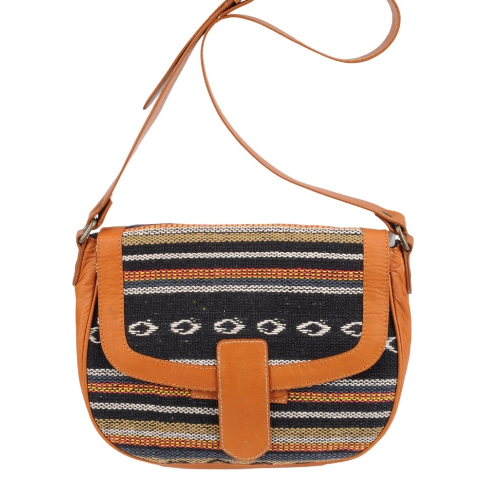 Session Blue MediumFabric and Leather Shoulder Bag